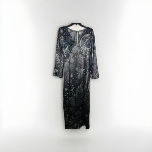 ASOS Celestial Astrological Maxi Dress Size 6 Satin Puff Sleeve‎